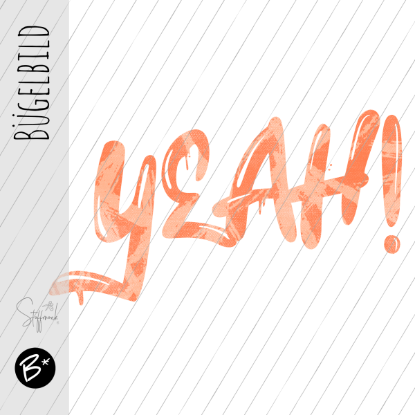 Bügelbild - " YEAH ! - Strokes Koralle "
